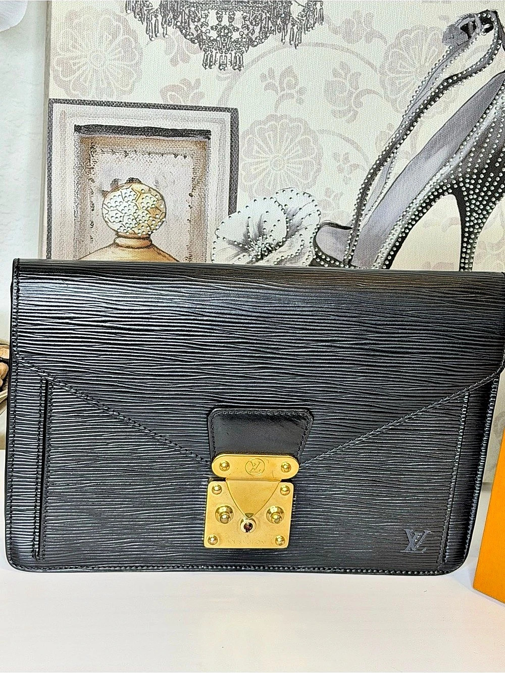 Louis Vuitton Monceau Black Epi Leather Clutch